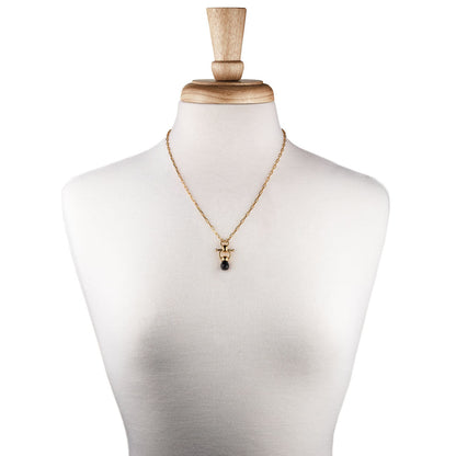 Brioletrte - Black Onyx Equestrian Horse Bit Necklace in Gold Urban-Equestrian