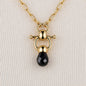Brioletrte - Black Onyx Equestrian Horse Bit Necklace in Gold Urban-Equestrian