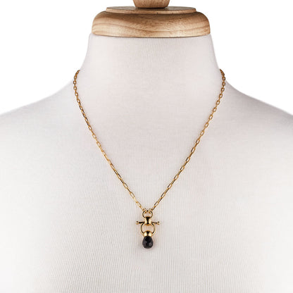 Brioletrte - Black Onyx Equestrian Horse Bit Necklace in Gold Urban-Equestrian