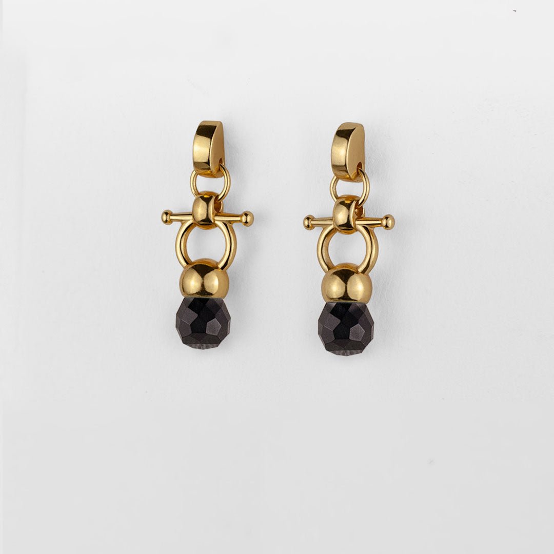 Brioletrte - Black Onyx Equestrian Horse Bit Necklace in Gold Urban-Equestrian