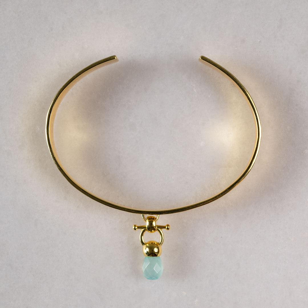 Briolette - Aqua Chalcedony Horse Bit Cuff Bracelet in Gold Urban-Equestrian