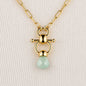 Briolette - Aqua Chalcedony Equestrian Horse Bit Necklace in Gold Urban-Equestrian