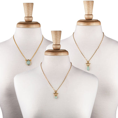 Briolette - Aqua Chalcedony Equestrian Horse Bit Necklace in Gold Urban-Equestrian