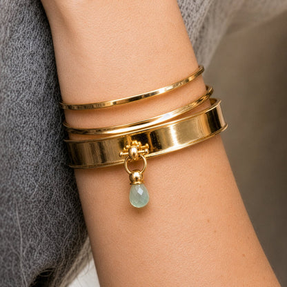 Briolette - Aqua Chalcedony Horse Bit Cuff Bracelet in Gold Urban-Equestrian