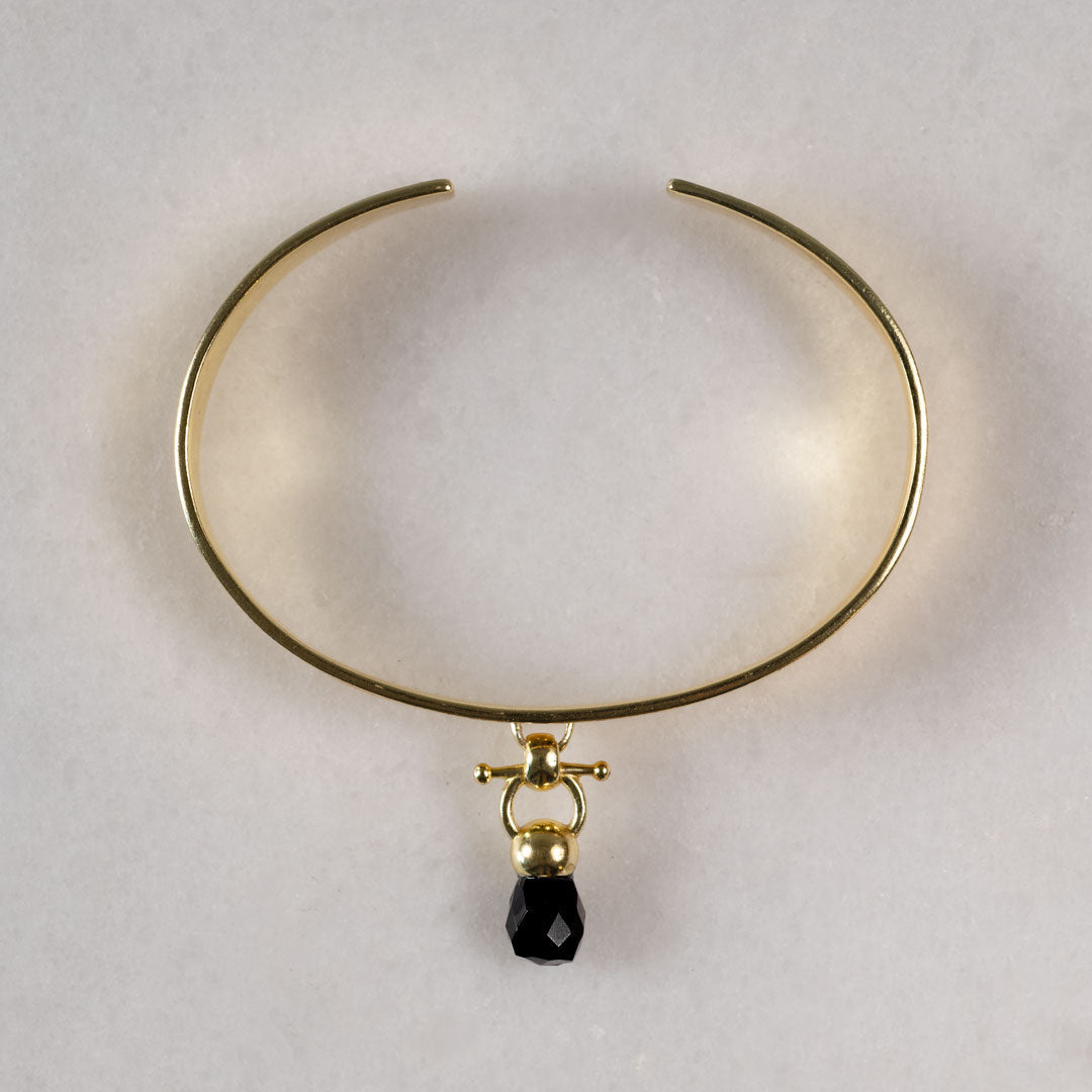 Briolette - Black Onyx Horse Bit Cuff Bracelet in Gold Urban-Equestrian