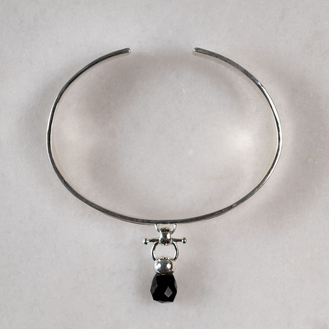 Briolette - Black Onyx Horse Bit Cuff Bracelet in Silver Urban-Equestrian