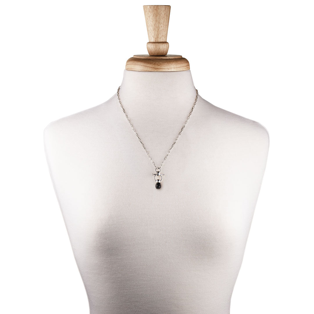 Briolette - Black Onyx Equestrian Horse Bit Necklace in Silver Urban-Equestrian