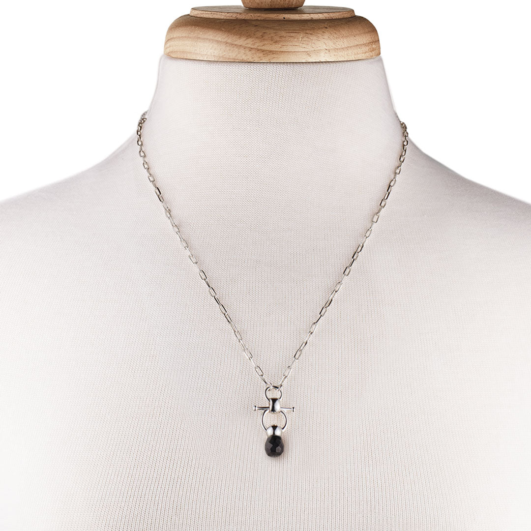 Briolette - Black Onyx Equestrian Horse Bit Necklace in Silver Urban-Equestrian