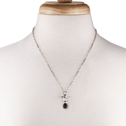 Briolette - Black Onyx Equestrian Horse Bit Necklace in Silver Urban-Equestrian