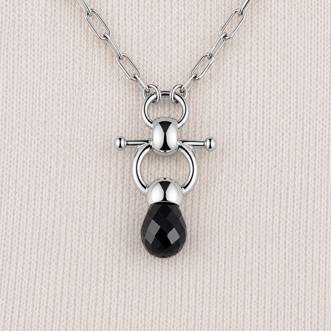 Briolette - Black Onyx Equestrian Horse Bit Necklace in Silver Urban-Equestrian