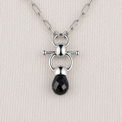 Briolette - Black Onyx Equestrian Horse Bit Necklace in Silver Urban-Equestrian