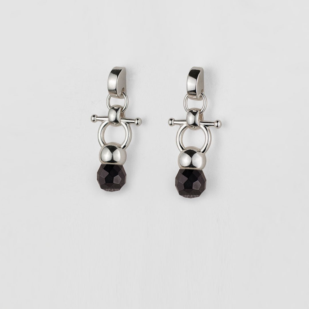 Briolette - Black Onyx Horse Bit Equestrian Earring in Silver Urban-Equestrian