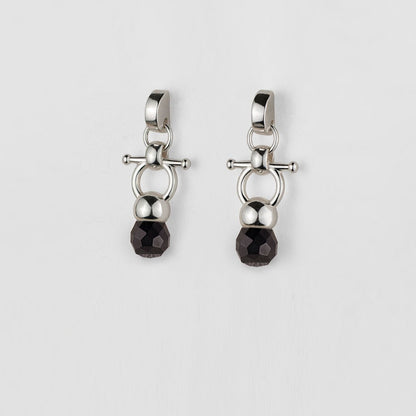 Briolette - Black Onyx Horse Bit Equestrian Earring in Silver Urban-Equestrian