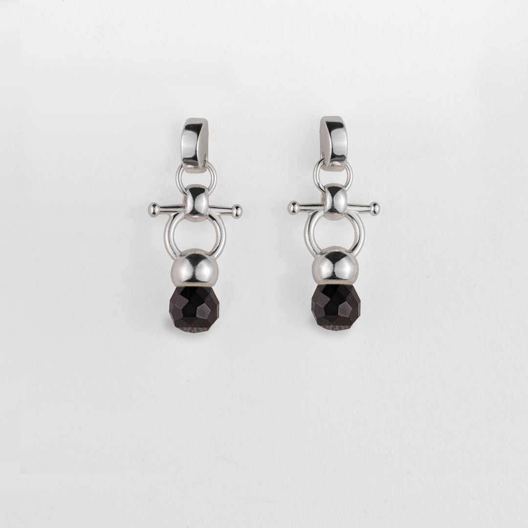 Briolette - Black Onyx Horse Bit Equestrian Earring in Silver Urban-Equestrian