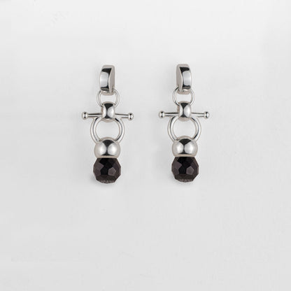 Briolette - Black Onyx Horse Bit Equestrian Earring in Silver Urban-Equestrian