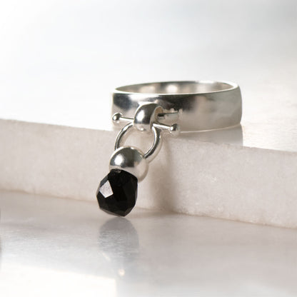 Briolette - Black Onyx Horse Bit Equestrian Earring in Silver Urban-Equestrian