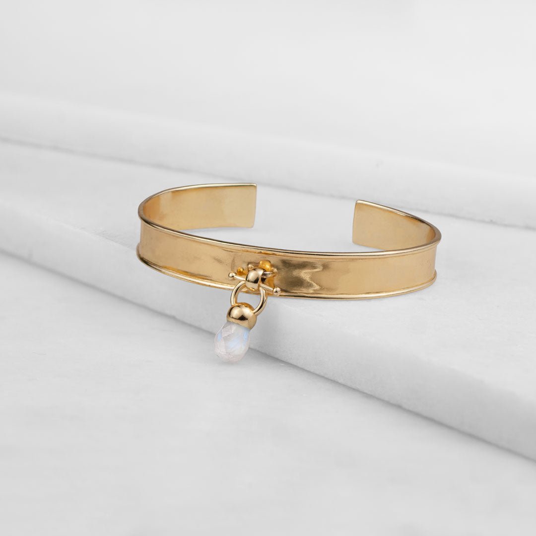 Briolette - Moonstone Horse Bit Cuff Bracelet in Gold Urban-Equestrian