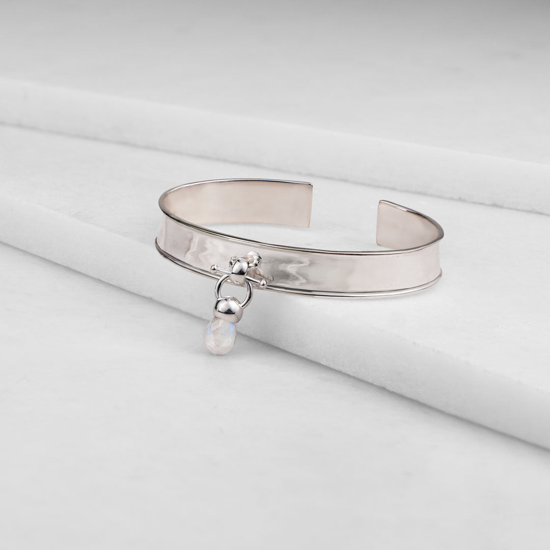 Briolette - Moonstone Horse Bit Cuff Bracelet in Silver Urban-Equestrian