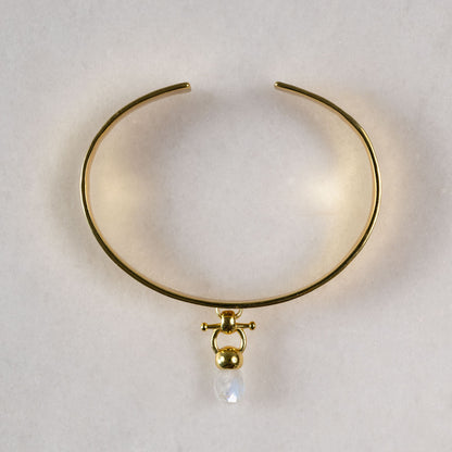 Briolette - Moonstone Horse Bit Cuff Bracelet in Gold Urban-Equestrian
