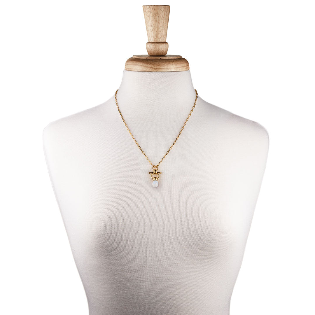 Briolette - Moonstone Equestrian Horse Bit Necklace in Gold Urban-Equestrian