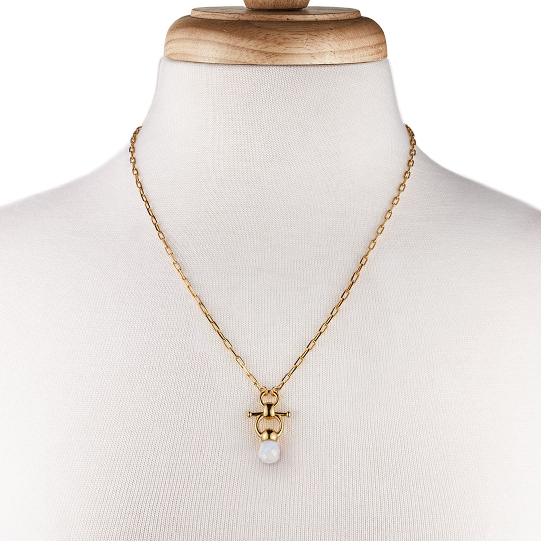 Briolette - Moonstone Equestrian Horse Bit Necklace in Gold Urban-Equestrian