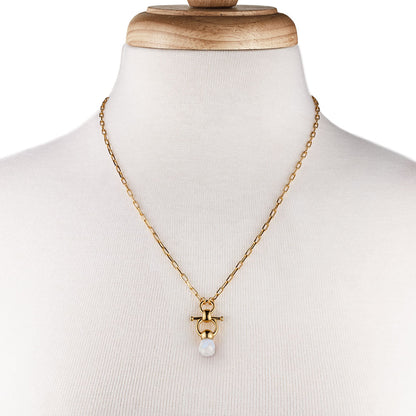 Briolette - Moonstone Equestrian Horse Bit Necklace in Gold Urban-Equestrian