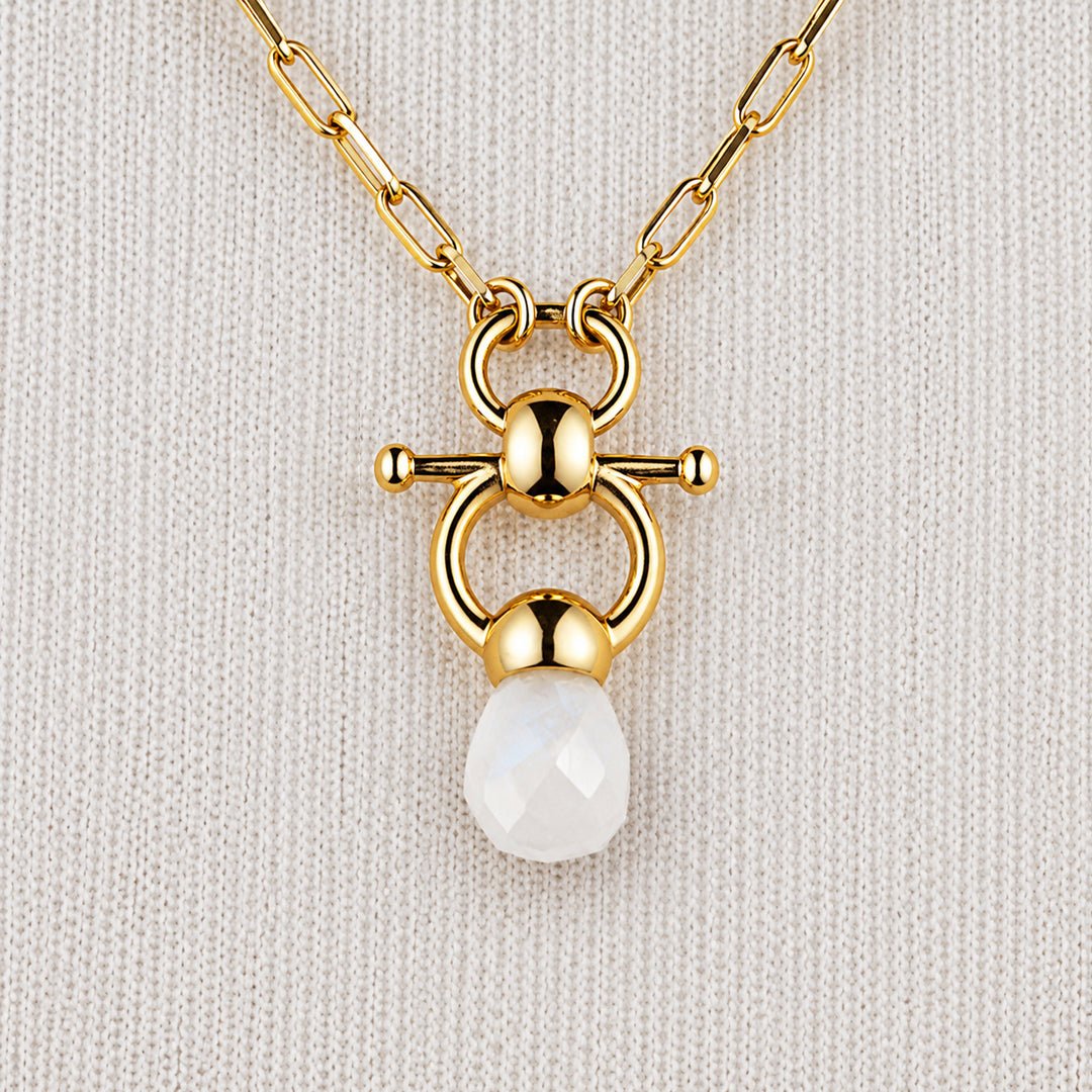 Briolette - Moonstone Equestrian Horse Bit Necklace in Gold Urban-Equestrian