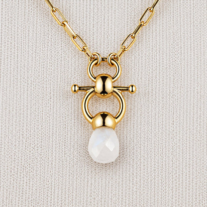 Briolette - Moonstone Equestrian Horse Bit Necklace in Gold Urban-Equestrian
