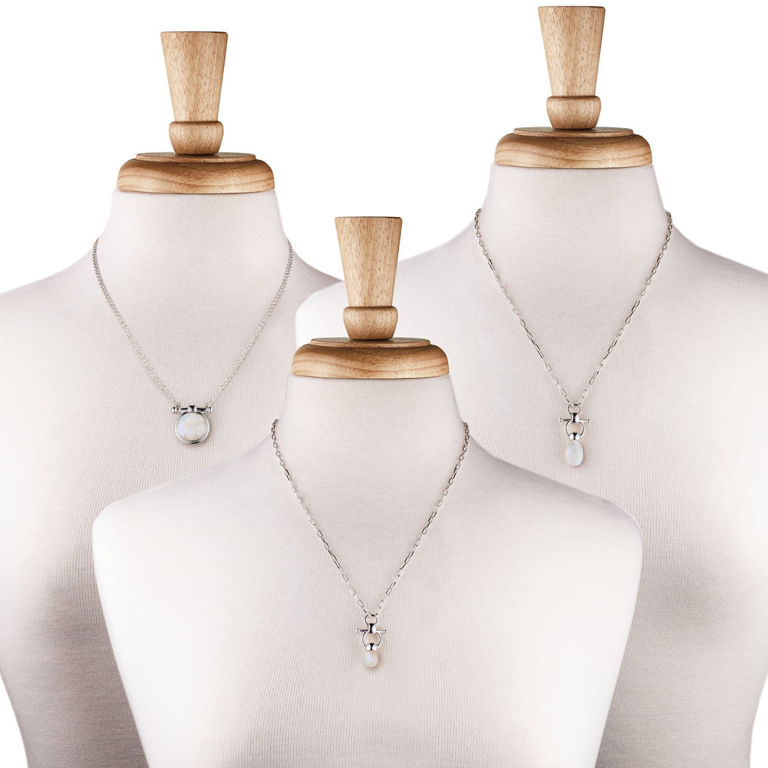 Briolette - Moonstone Equestrian Horse Bit Necklace in Silver Urban-Equestrian