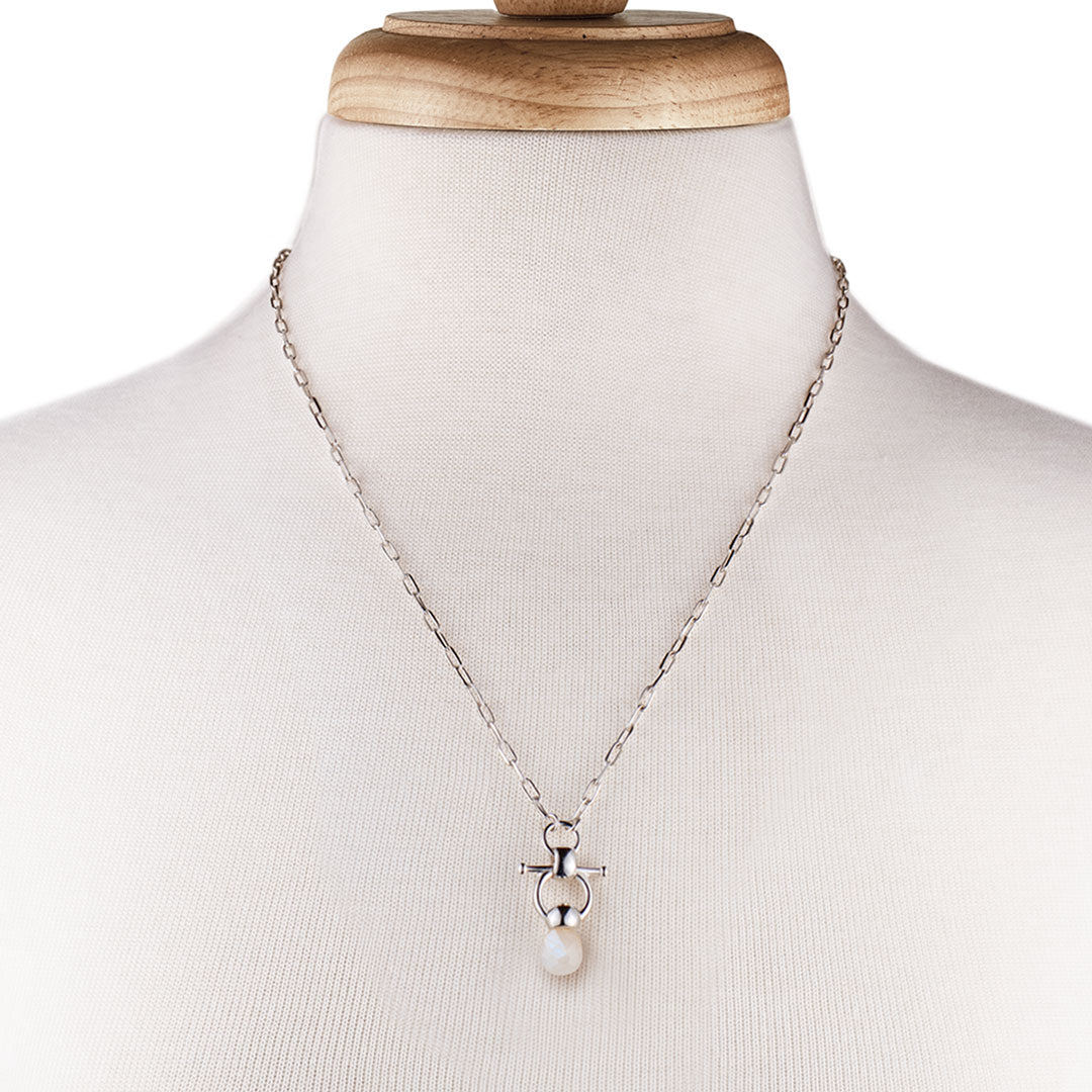 Briolette - Moonstone Equestrian Horse Bit Necklace in Silver Urban-Equestrian