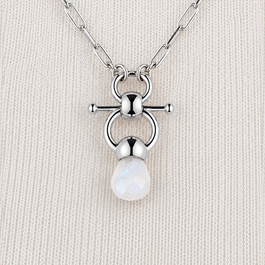 Briolette - Moonstone Equestrian Horse Bit Necklace in Silver Urban-Equestrian