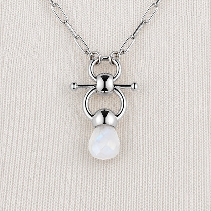 Briolette - Moonstone Equestrian Horse Bit Necklace in Silver Urban-Equestrian