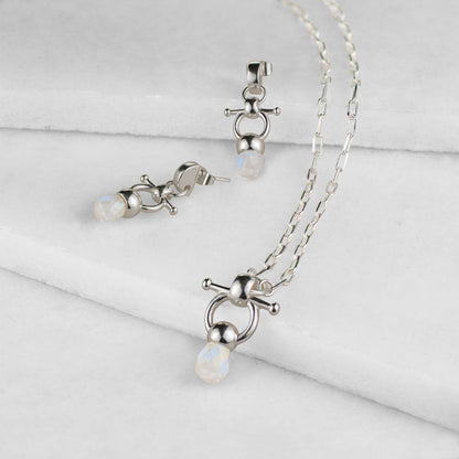 Briolette - Moonstone Horse Bit Equestrian Earring in Silver Urban-Equestrian