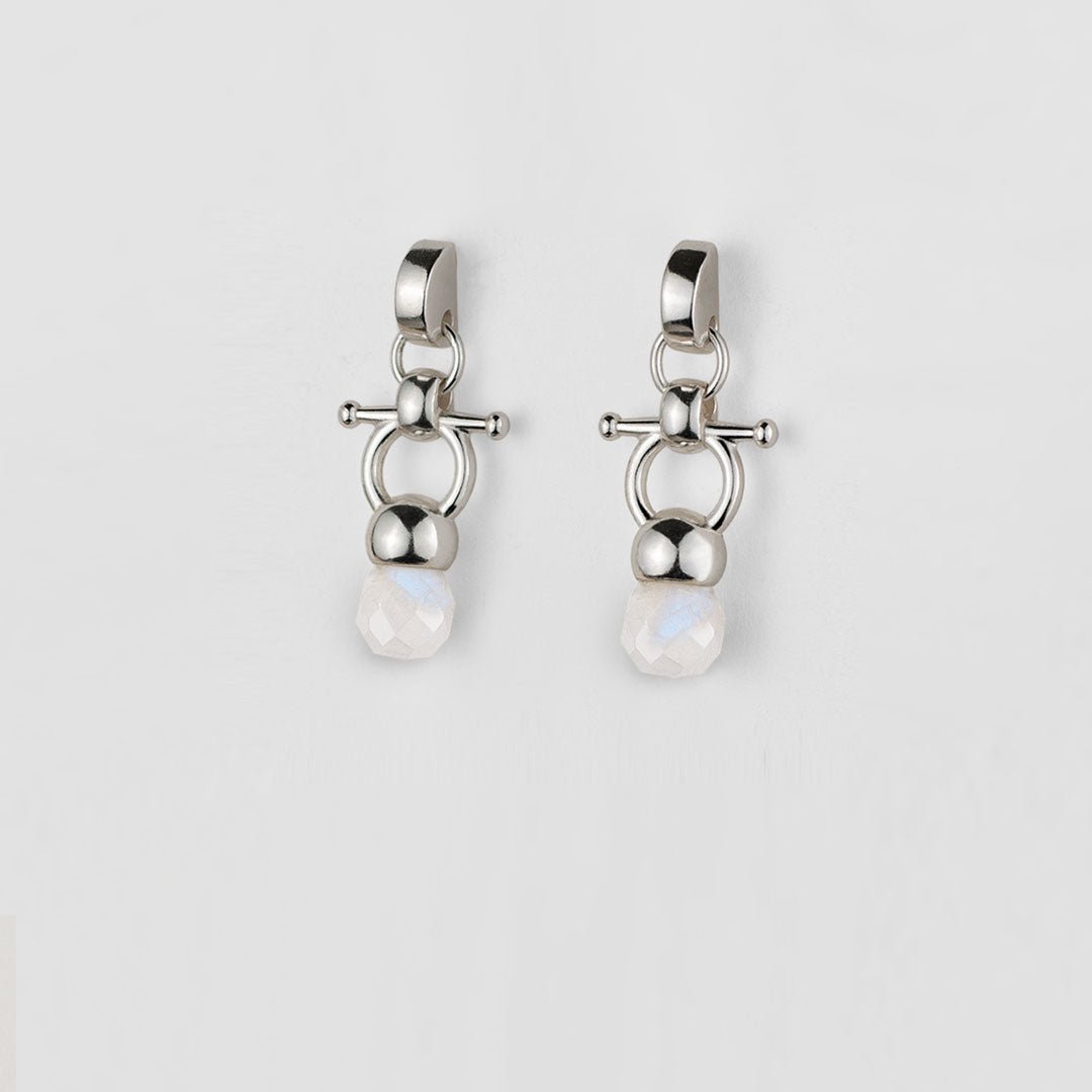 Briolette - Moonstone Horse Bit Equestrian Earring in Silver Urban-Equestrian