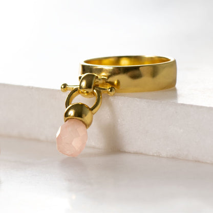 Droplette - Rose Quartz Horse Bit Equestrian Earring in Gold Urban-Equestrian