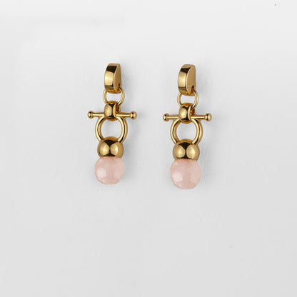 Briolette - Rose Quartz Horse Bit Equestrian Earring in Gold Urban-Equestrian