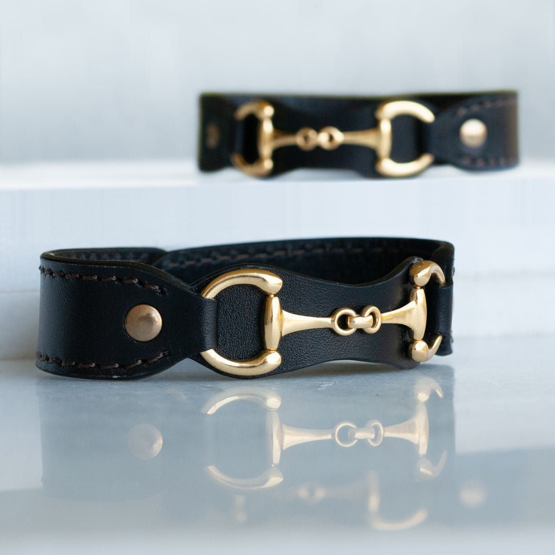 Bronson - Equestrian Leather Horse Bit Bracelet in Gold Urban-Equestrian