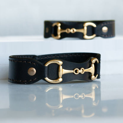 Bronson - Equestrian Leather Horse Bit Bracelet in Gold Urban-Equestrian