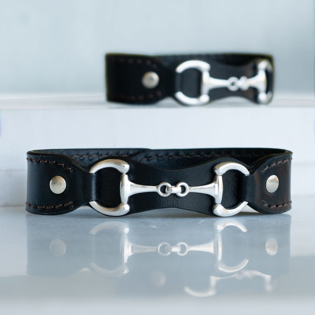 Bronson - Equestrian Leather Horse Bit Bracelet in Silver Urban-Equestrian