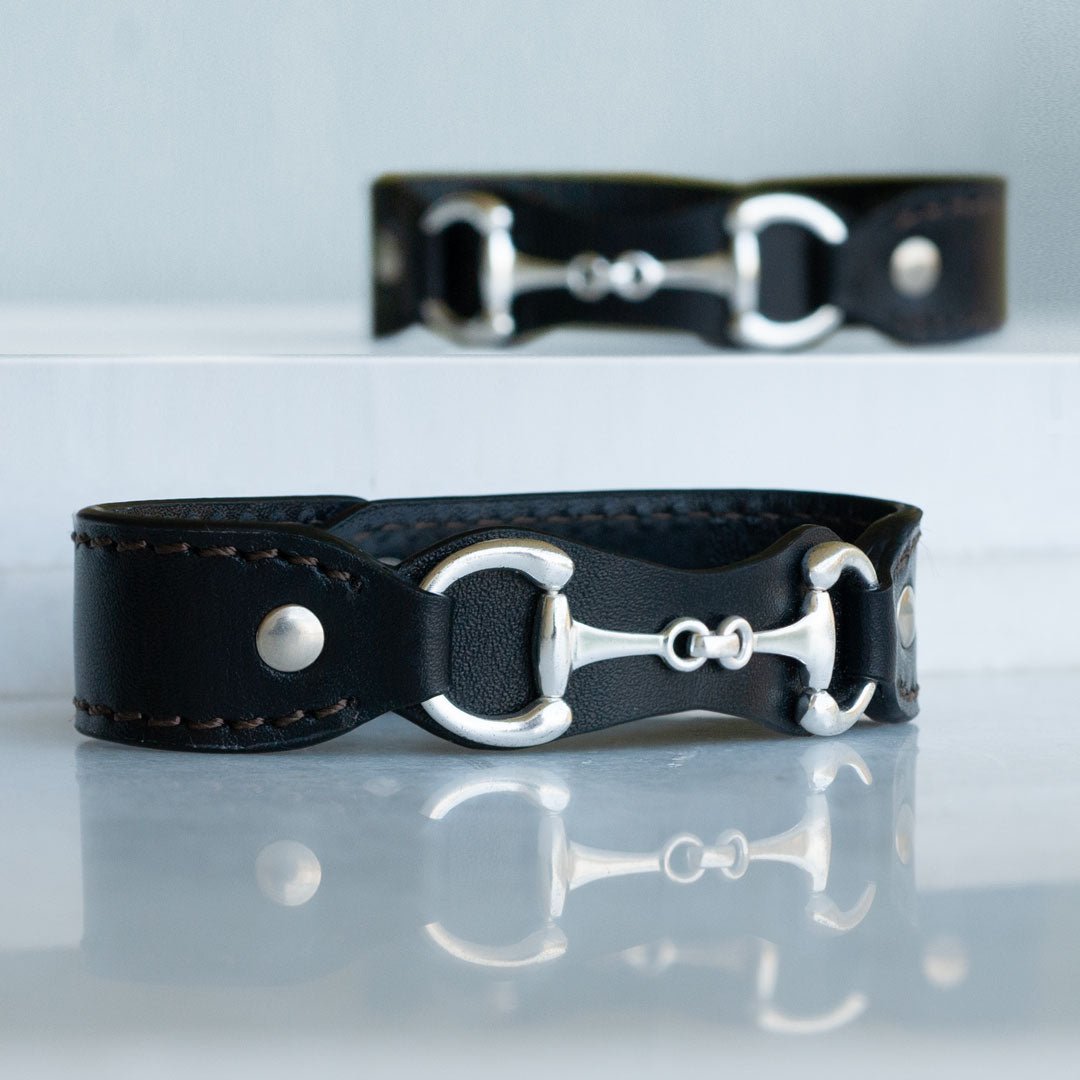 Bronson - Equestrian Leather Horse Bit Bracelet in Silver Urban-Equestrian