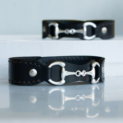Bronson - Equestrian Leather Horse Bit Bracelet in Silver Urban-Equestrian