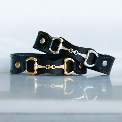 Bronson - Equestrian Leather Horse Bit Bracelet in Silver Urban-Equestrian