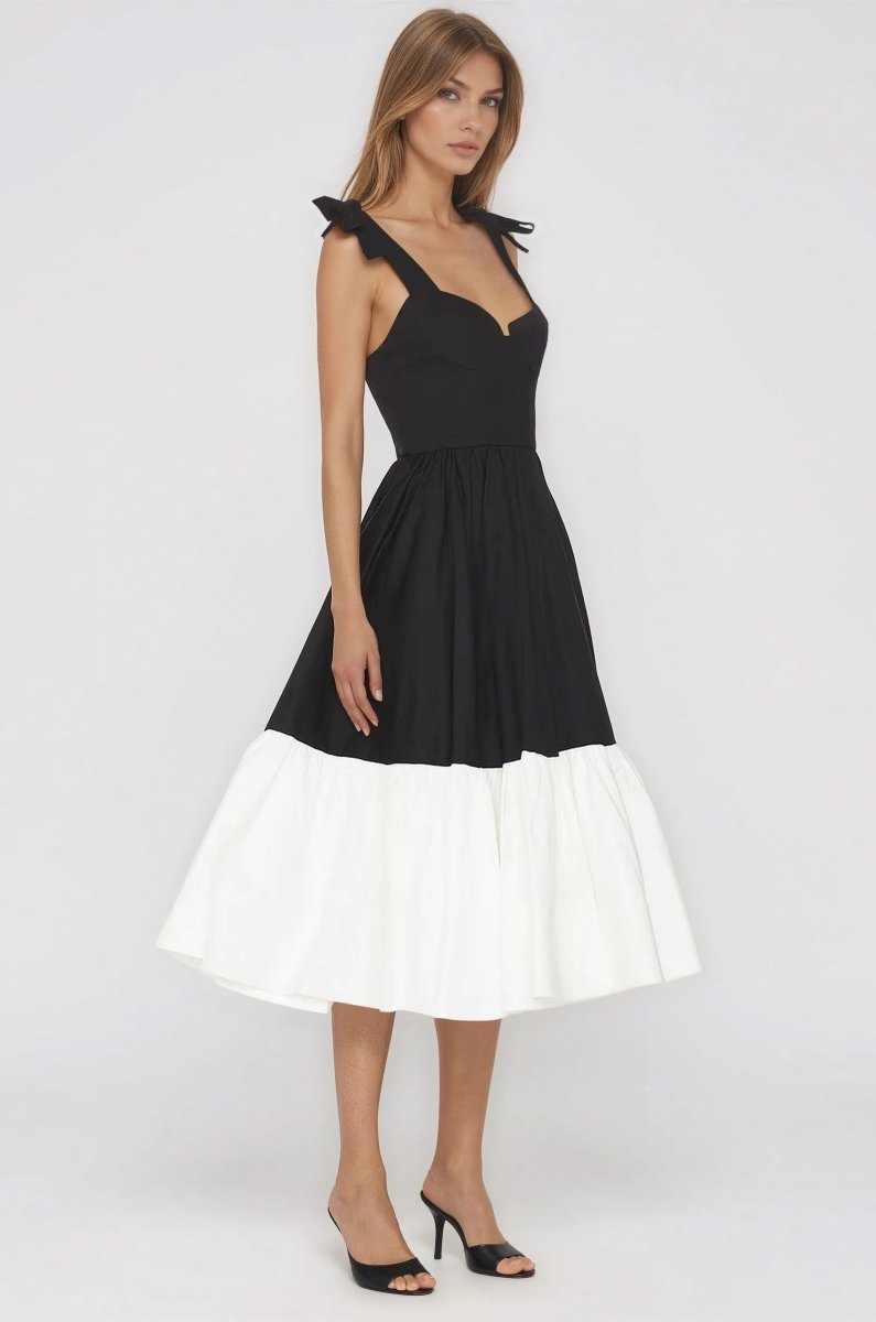 Catalina Midi Dress – Black/Beige XO, Tina