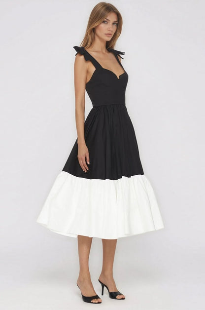 Catalina Midi Dress – Black/Beige XO, Tina