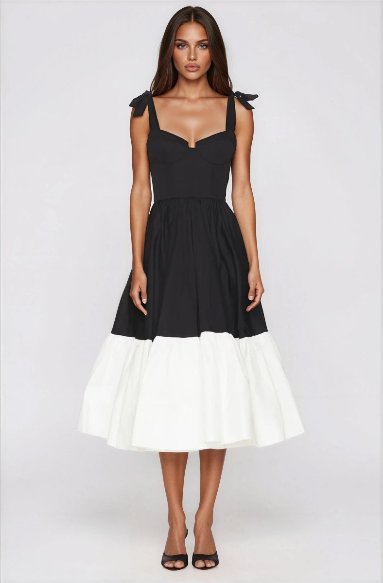 Catalina Midi Dress – Black/Beige XO, Tina