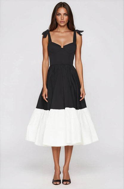 Catalina Midi Dress – Black/Beige XO, Tina