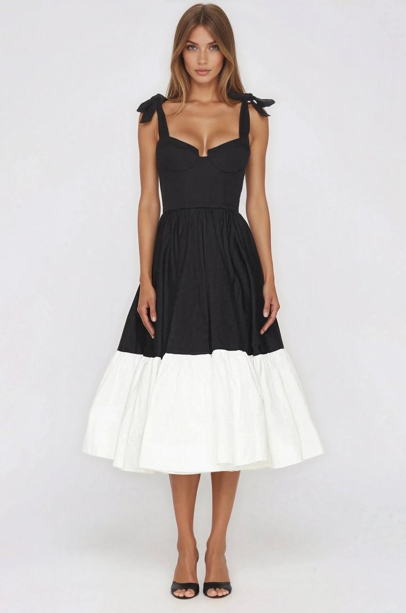 Catalina Midi Dress – Black/Beige XO, Tina