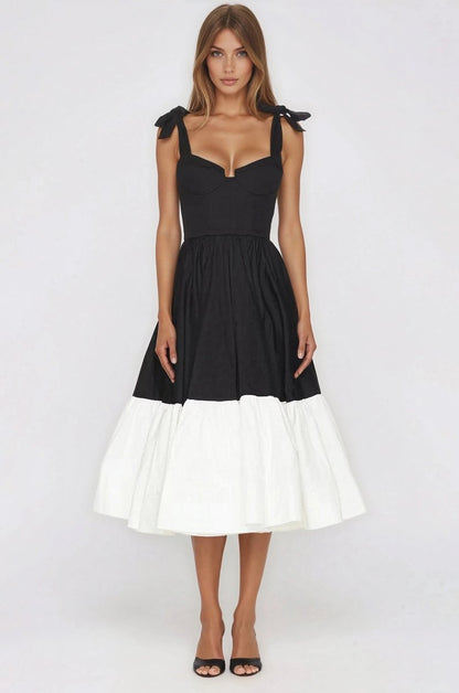 Catalina Midi Dress – Black/Beige XO, Tina