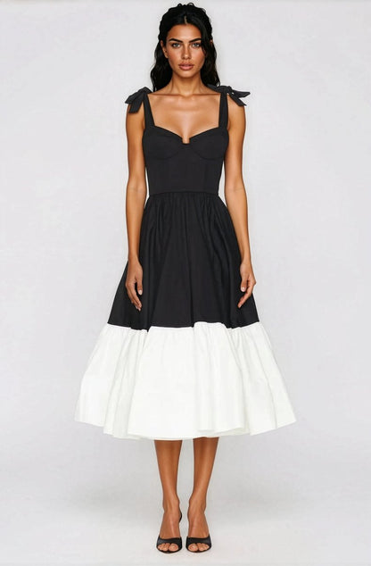Catalina Midi Dress – Black/Beige XO, Tina