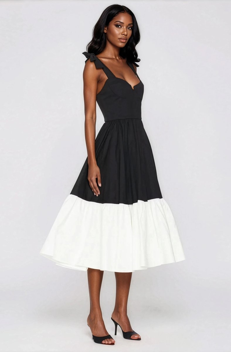 Catalina Midi Dress – Black/Beige XO, Tina
